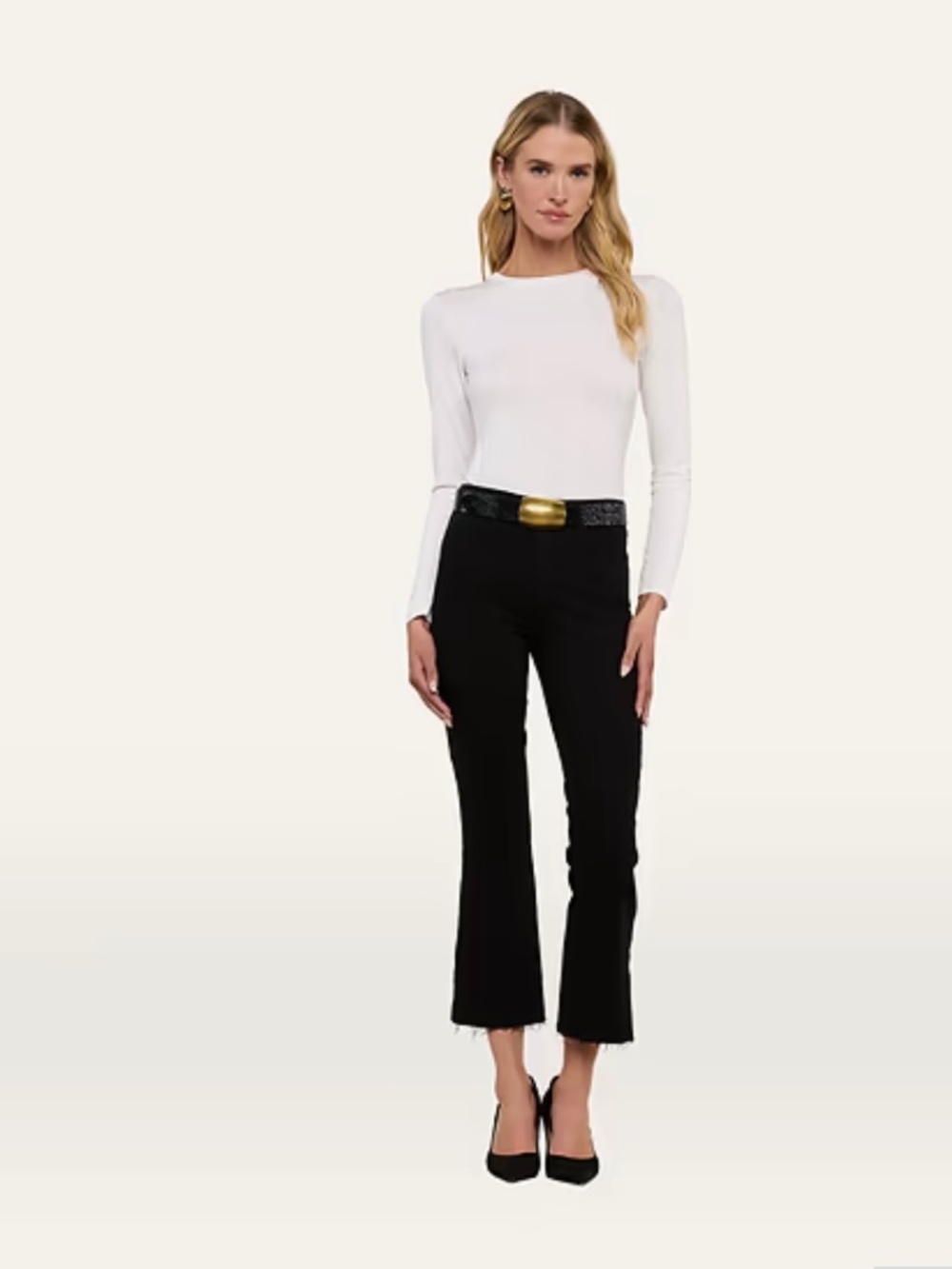 L’AGENCE Women’s Black Coated Kendra Cropped Flare Jean size 28